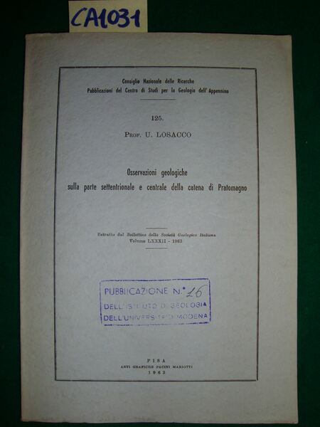 Osservazioni geologiche sulla parte settentrionale e centrale della catena di …