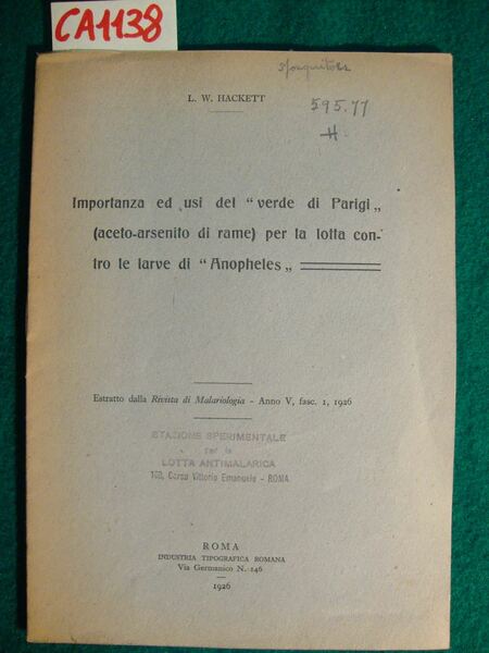 Importanza ed usi del - verde di Parigi - (aceto-arsenito …