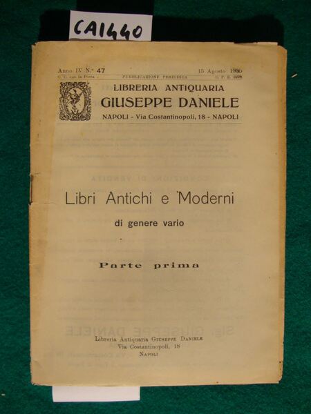 Libreria Antiquaria Giuseppe Daniele - Cataloghi (1930)