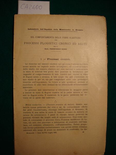 Sul comportamento delle fibre elastiche nei processi flogistici cronici ed …