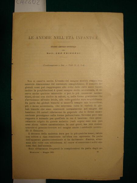 Le anemie nell'età infantile