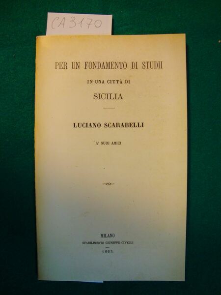 Per un fondamento di studii in una città di Siclia
