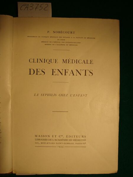 Clinique médicale des enfants - La syphilis chez l'enfant