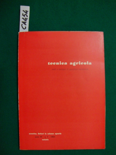 Tecnica agraria - studi e rassegne di agricoltura meridionale (periodico)