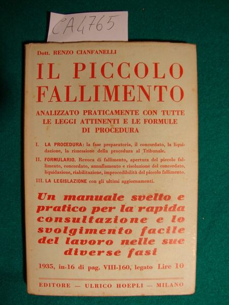 Il piccolo fallimento - (Procedura - formulario - legislazione)