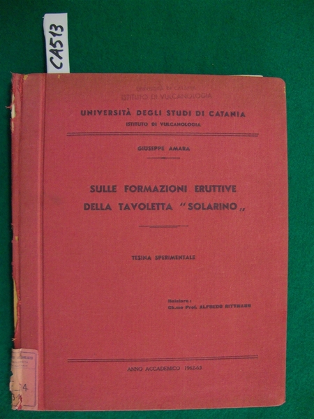 Sulle formazioni eruttive della tavoletta - Solarino - - (Tesi …