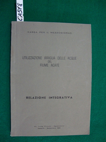 Utilizzazione irrigua delle acque del fiume Acate