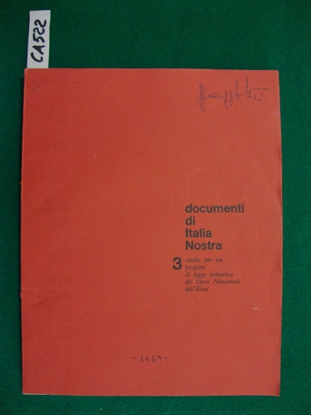 Studio per un progetto di legge istitutiva del Parco Nazionale …