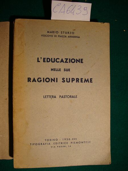 L'educazione nelle sue ragioni supreme - Lettera pastorale