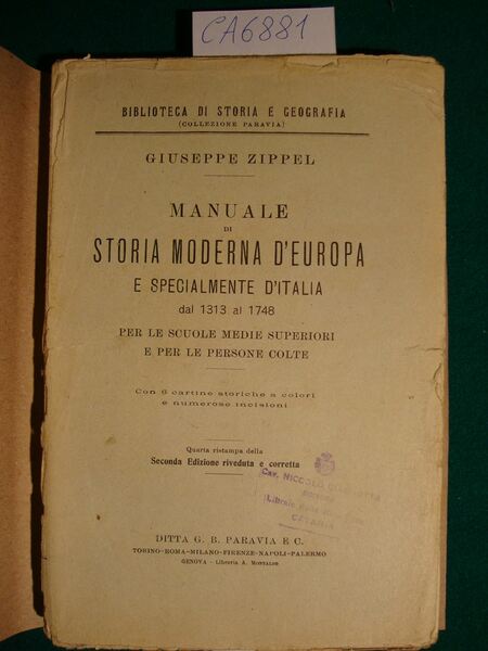 Manuale di storia moderna d'Europa e specialmente d'Italia dal 1313 …