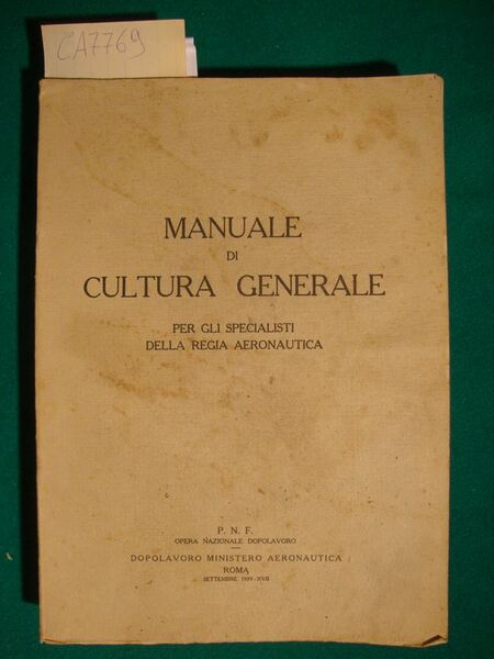 Manuale di cultura generale per gli specialisti della Regia Aeronautica