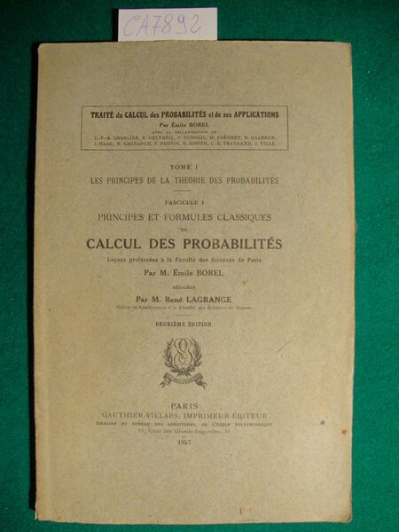 Les principes de la théorie des probabilités (Tome I) - …