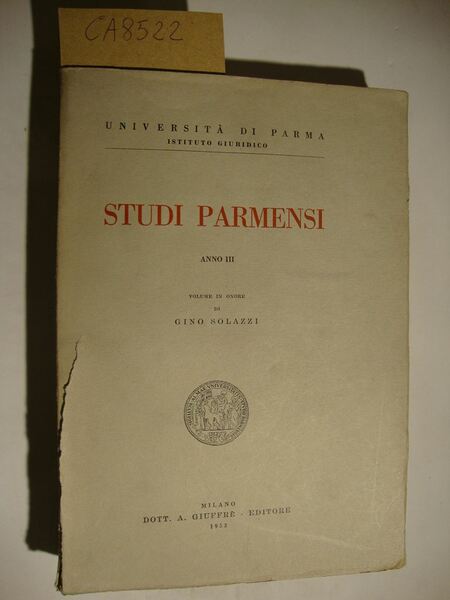 Studi Parmensi - Anno III - Volume in onore di …