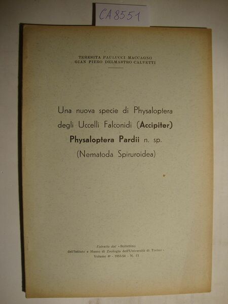 Una nuova specie di Physaloptera degli Uccelli Falconidi (Accipiter) Physaloptera …