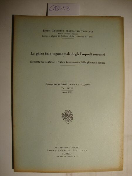 Le ghiandole tegumentali degli Isopodi terrestri - Elementi per stabilire …