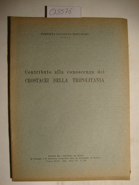 Contributo alla conoscenza dei crostacei della Tripolitania
