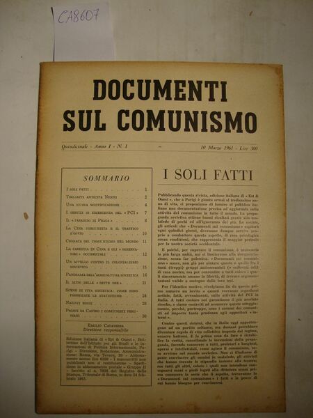 Documenti sul Comunismo - Quindicinale - Anno I (1961) - …