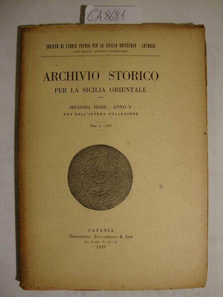 Archivio Storico per la Sicilia Orientale - Seconda Serie - …
