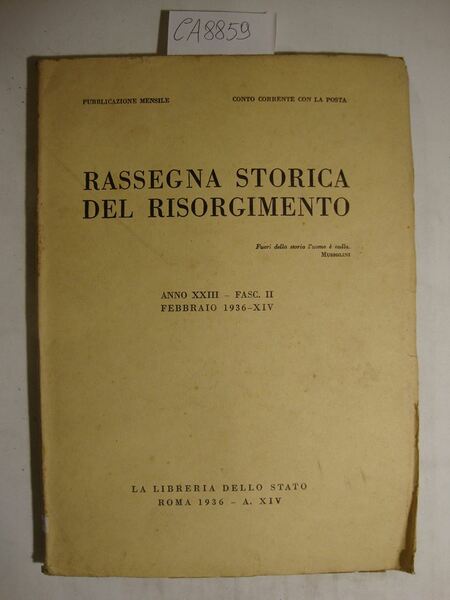 Rassegna storica del Risorgimento - Anno 1936 - Vari numeri