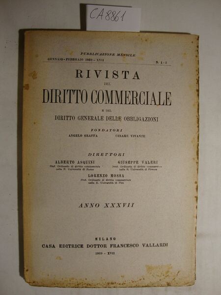 Rivista del diritto commerciale e del diritto generale delle obbligazioni …