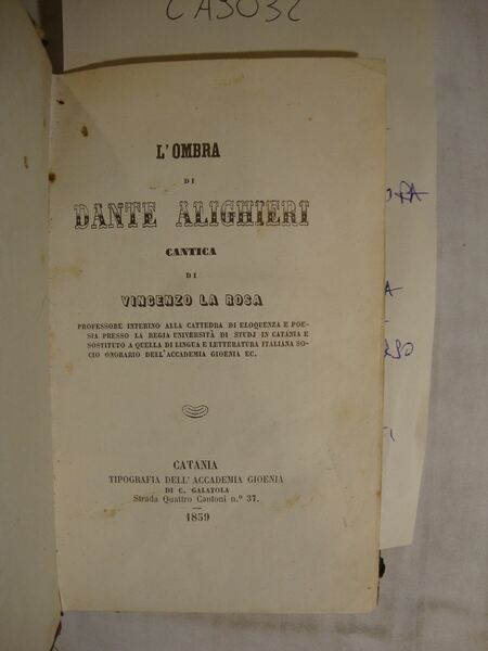 L'ombra di Dante Alighieri - Cantica di Vincenzo La Rosa