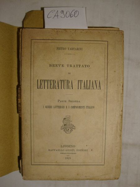 Breve trattato di Letteratura italiana - Parte seconda (I generi …
