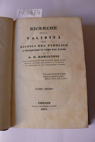 Ricerche sulla validità dei Giudicj del pubblico a discernere il …