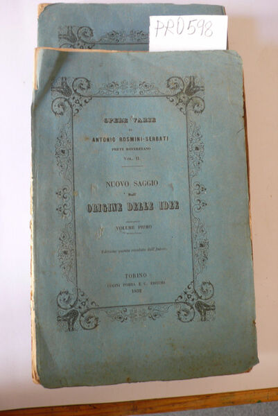Nuovo saggio sull'origine delle idee (primo e terzo volume)
