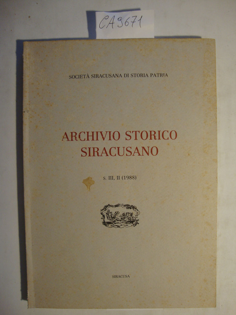 Archivio Storico Siracusano - s. III, II (1988)