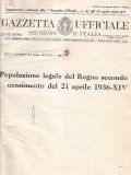 POPOLAZIONE LEGALE DEL REGNO SECONDO CENSIMENTO DEL 21 APRILE 1936- …