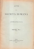ATTI DELLA SOCIETA' ROMANA DI ANTROPOLOGIA VOLUME VIII FASCICOLO I …