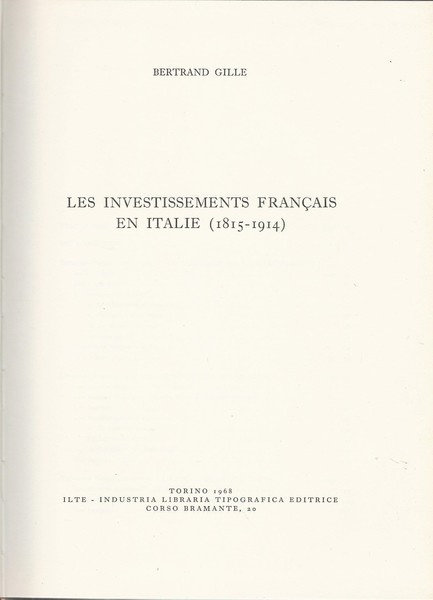 Les investissements français en Italie (1815-1914)