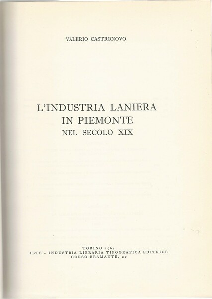 L'industria laniera in Piemonte nel secolo XIX
