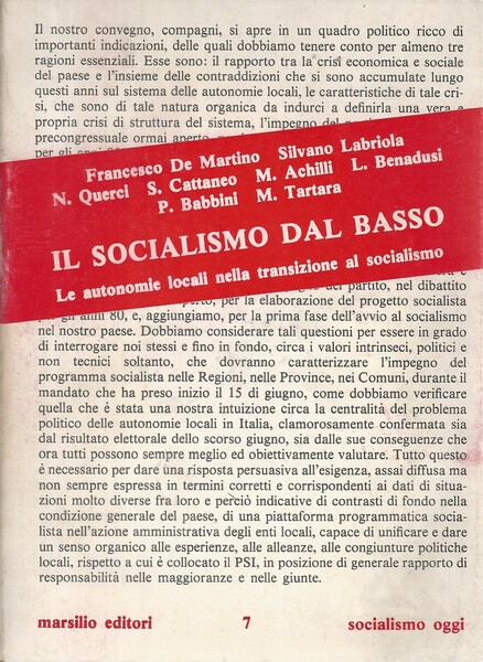 Il socialismo dal basso. Le autonomie locali nella transizione al …