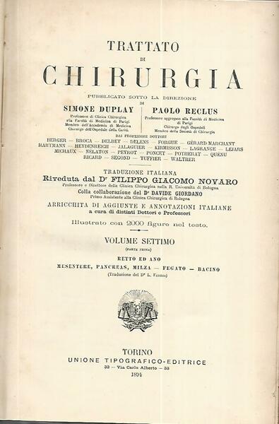 Trattato di chirurgia. Volume settimo