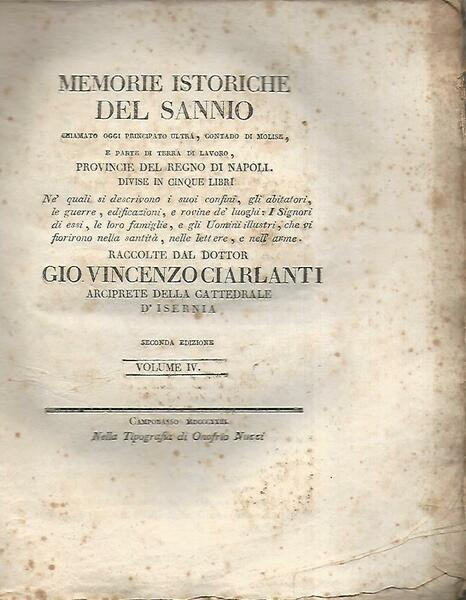 Memorie istoriche del Sannio