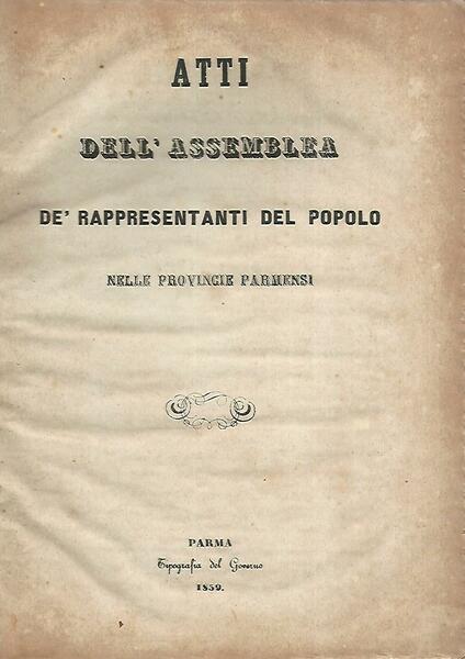 Atti dell'assemblea dé rappresentanti del popolo