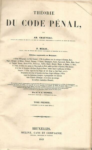 Theorie du code penale. Volume 1