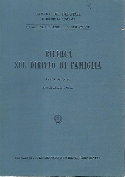 Ricerca sul diritto di famiglia.Parte seconda