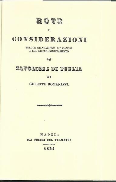 Note e considerazioni sull'affrancamento de canoni e sul libero coltivamento …