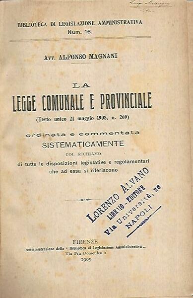 La legge comunale e provinciale