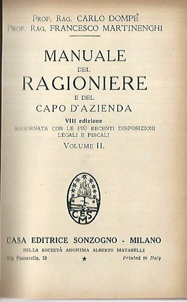 Manuale del ragioniere e del capo d'azienda. Vol 2