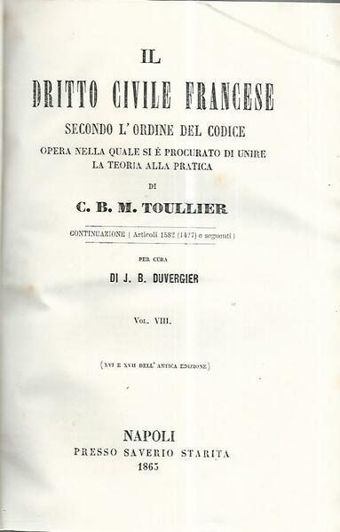 Il dritto civile francese. Volume VIII