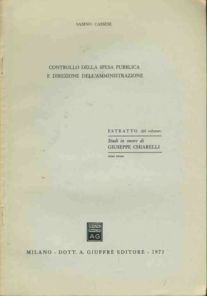 Controllo della spesa pubblica e direzione dell'amministrazione. Estratto
