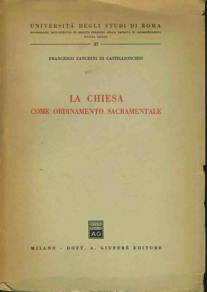 La chiesa come ordinamento sacramentale