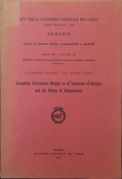 ASYMPTOTIC DISTRIBUITION MODULO M OF SEQUENCES OF INTERGERS AND THE …