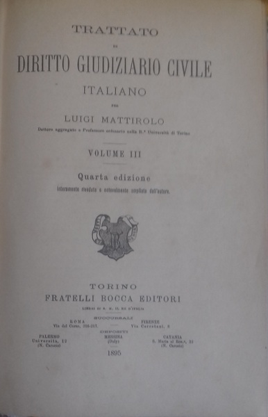 Trattato di Diritto Giudiziario Civile Italiano. Volume III