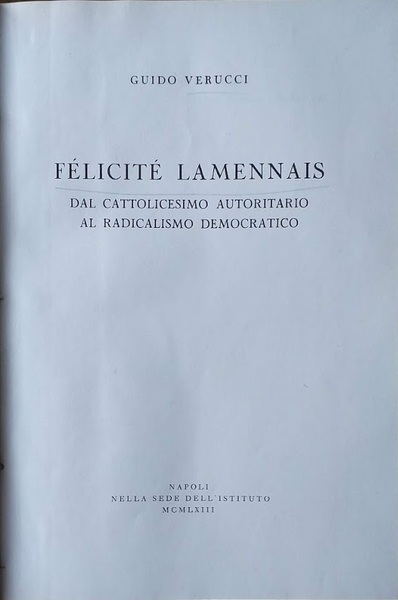 Félicité Laminnais, dal cattolicesimo autoritario al radicalismo democratico