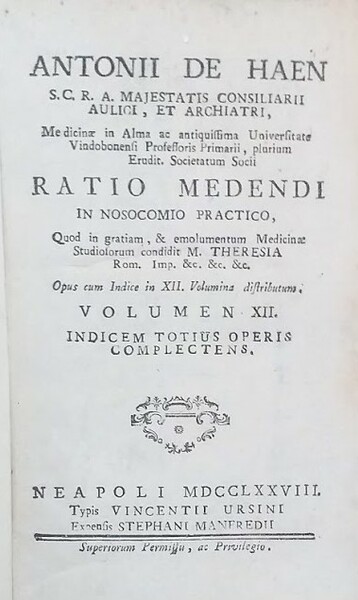 Ratio Medendi in Nosocomio Practico. Volumen XII