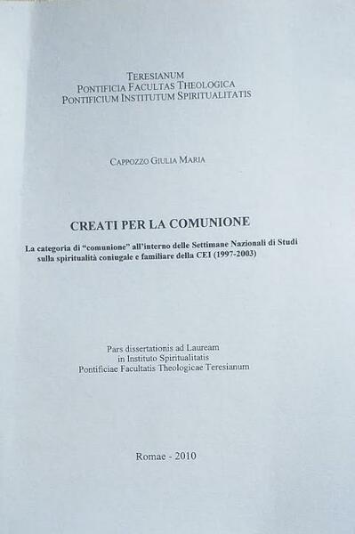 Creati per la comunione. La categoria di "comunione" all'interno delle …